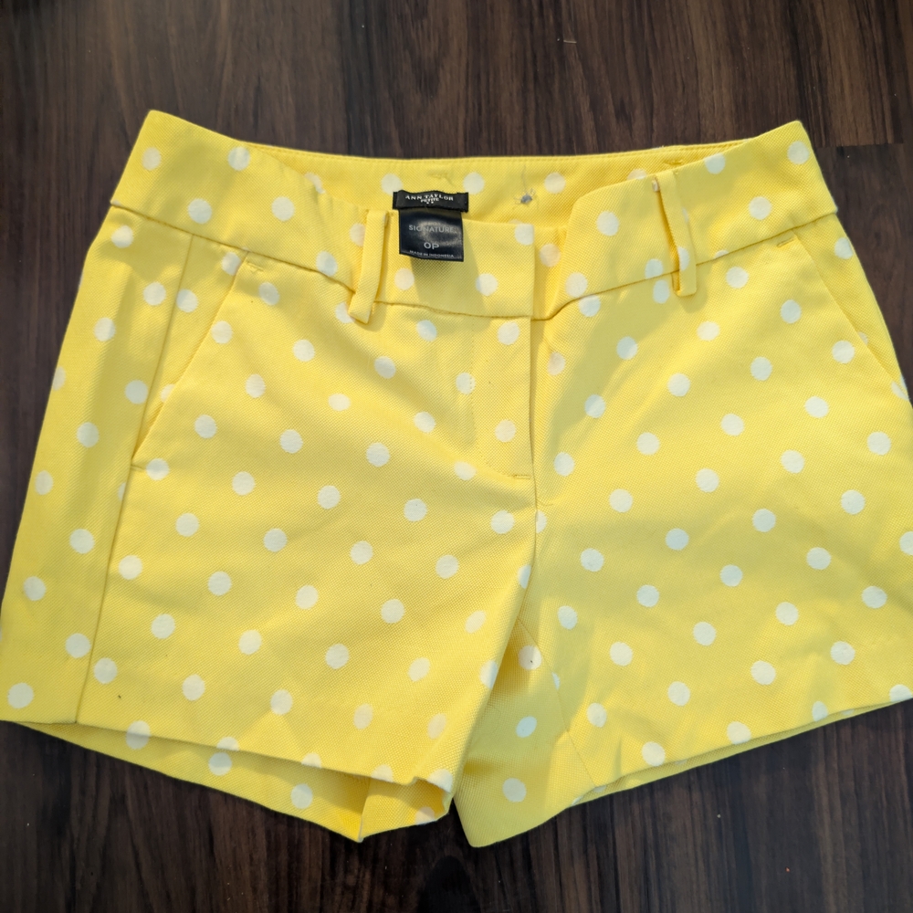 Ann Taylor Yellow & White Polka Dot Shorts
